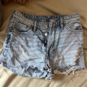 High Waisted Blue Washed Jean Shorts